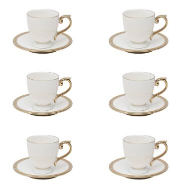 Imagem de Conjunto 06 Xícaras De Cafezinho De Porcelana Paddy Branco 90ml Wolff