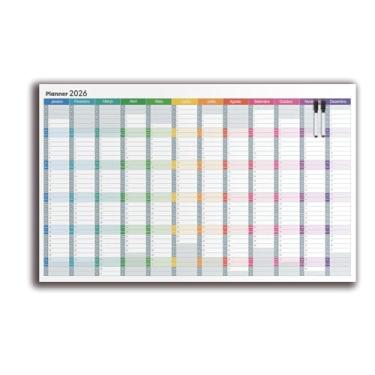 Imagem de Planner Quadro Lousa Planejamento Anual 2026 - Metal 50x80/60x90cm Acompanha 2 Canetas e Suporte de fixação
