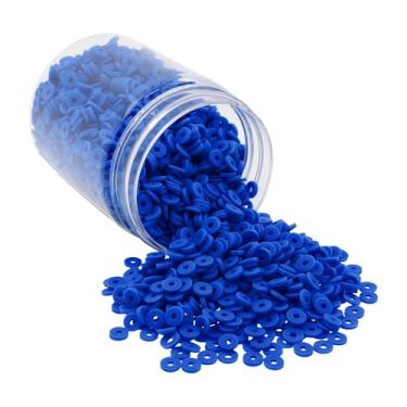 Imagem de Mandala Crafts Kit de contas de argila de polímero azul escuro de 8 mm para pulseiras da amizade - 1500 contas de disco azul escuro Heishi para fabricação de joias espaçadores redondos - contas planas