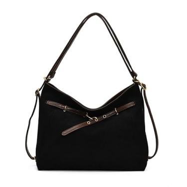 Imagem de Bolsa de ombro de camurça feminina 2025 nova vintage grande capacidade multifuncional, mochilas femininas para viagens, Preto, One Size