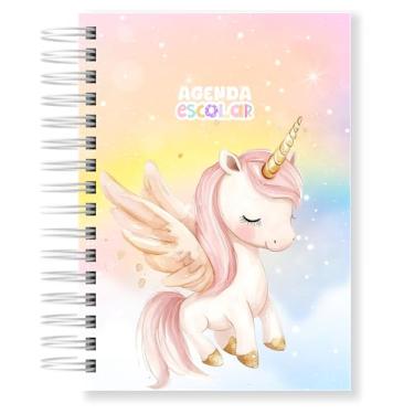 Imagem de Agenda Escolar Infantil Capa Dura Ano Letivo 2 Dias Por Página A5 (Unicórnio)