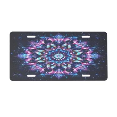 Imagem de Linda placa de licença étnica mandala para frente do carro placas de carro alumínio metal adequado para caminhão, placa de porta de carro, bar, café, acessórios automotivos para homens e mulheres 15 x