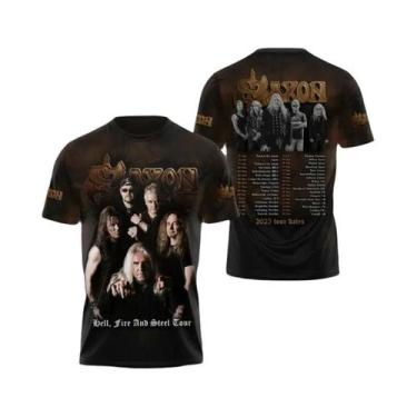 Imagem de Camiseta Unissex Oversized Hip Hop Com Estampa 3D Da Banda Rock Saxon,