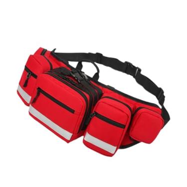 Imagem de MotiveTech Bolsa de cintura de primeiros socorros com faixa refletora, grande capacidade, para traumas, ideal para uso doméstico, camping e esportes ao ar livre.