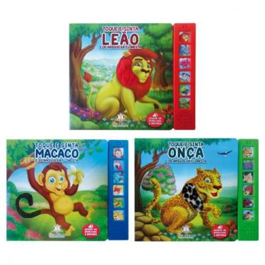 Imagem de Coleção toque e sinta sonoro 3 vol - leão + macaco + onça - Kit de Liv