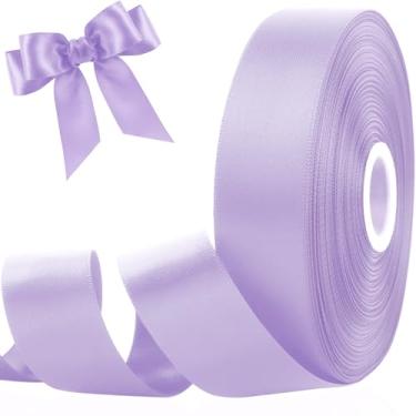 Imagem de Fita roxa clara de 2,5 cm para embrulho de presente, fita de cetim dupla face para artesanato de buquê de flores, laços de cabelo DIY, flores eternas, dia dos namorados, casamento, festa de