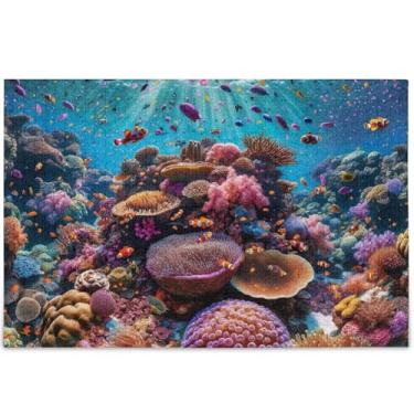 Imagem de Quebra-cabeça personalizado de recifes de corais, vida oceânica, 500 peças, quebra-cabeça adulto, arte de brinquedo de arte, quebra-cabeças exclusivos legais, presentes de elefantes brancos, 52 x 37,8