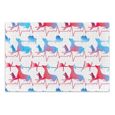 Imagem de Quebra-cabeça de gato veado linha batimento cardíaco para adultos 1000 peças natureza engraçado divertido quebra-cabeça para adultos arte brinquedo pintura, 29,5 x 19,7 polegadas