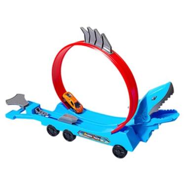 Imagem de TTETTZ Pista de Corrida Flex Tracks, Leve, Fácil de Montar, com Rotação de 360°, Multifuncional, Portátil, Ideal para Presentear Crianças com Carrinhos, Tubarão