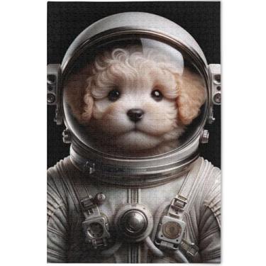 Imagem de Quebra-cabeça de cachorro astronauta fofo personalizado 500 peças quebra-cabeça adultos brinquedo arte dura quebra-cabeças para adultos elefante branco presentes engraçados, 52 cm x 37,8 cm