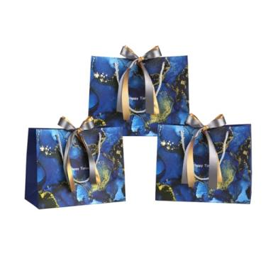 Imagem de DONQE Sacos de presente de papel com alças e fita de laço, 3 peças de 36 x 24 × 24 x 11 cm, sacolas reutilizáveis de lembrancinhas de festa para aniversário, Natal e casamento