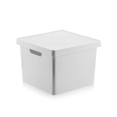 Imagem de Caixa Organizadora com Tampa Cesto 17 Litros - Branca Prático e Funcional para Uso Diário