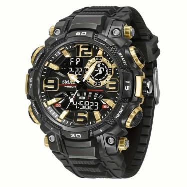 Imagem de Relógio SMAEL À Prova D'água Esportivo Preto Dourado-Masculino