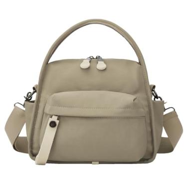 Imagem de Bolsa de mão casual de nylon com bolso frontal leve e grande capacidade, bolsa de ombro para uso ao ar livre para mulheres 2025, cáqui 3