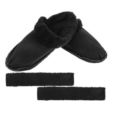 Imagem de WOFASHPURET Pantufas de pelúcia de inverno, forro de pelúcia quente, forros removíveis laváveis para sapatos de substituição para tamancos, Preto, 16.00X5.20X5.00CM
