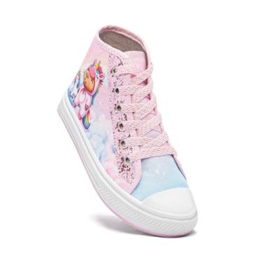 Imagem de Tenis Infantil Menina Botinha Glitter Casual Festa Calce Facil (ROSA-AZUL, BR, Criança de 9 a 12 anos, Faixa Numérico, 31, 32)