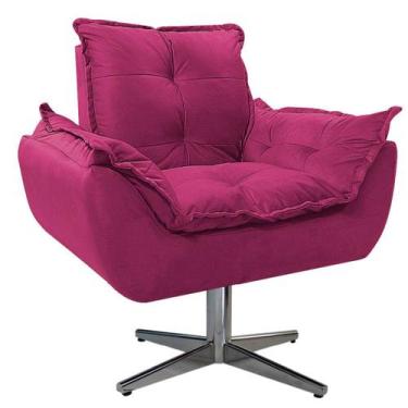 Imagem de Poltrona Opala Base Giratória de Metal Suede Pink - Doce Sonho Móveis