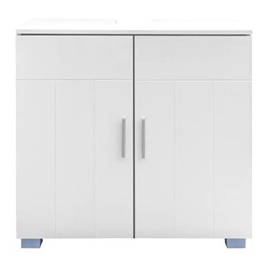 Imagem de U5GAAALPPQ9 Armário de pia de banheiro de 2 portas MDF branco 60 x 30 x 60 cm, acabamento fino, decoração de móveis escandinavos (D conforme mostrado)