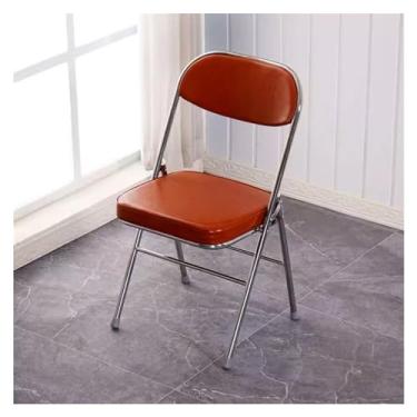 Imagem de Cadeiras dobráveis de couro sintético marrom com assentos acolchoados - Conjunto de 1: Confortável, resistente e portátil
