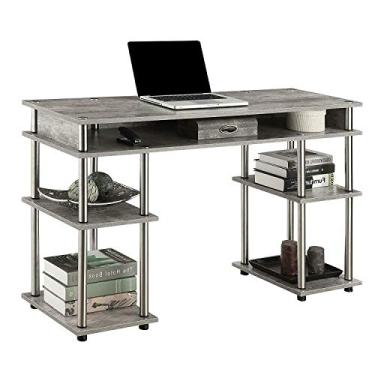 Imagem de Mesa de estudante de madeira com acabamento de bétula, mesa de escrita, laptop, computador, armazenamento, madeira, escritório, casa, móveis, aço inoxidável, laminado, aço inoxidável, 76 cm A x 120 cm