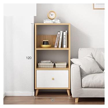 Imagem de Estante de armazenamento de armário pequena, prateleira de chão para sala de estar, quarto, estante pequena e estreita (cor: Cor de borracha 50 x 30 x 120 cm) (cor de borracha 50 x 30 x 120 cm)