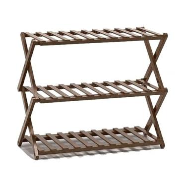 Imagem de Sapateira dobrável, prateleira multifuncional de armazenamento de sapatos, organizador de sapatos de bambu de várias camadas para organizador de sapatos de entrada de armário (cor: 3 camadas 70 cm) (3