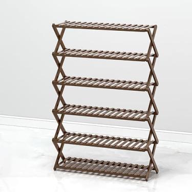 Imagem de SGeneE Sapateira de bambu, várias camadas, dobrável, organizador de armazenamento, corredores, torre de sapatos vertical, economia de espaço, instalação gratuita, prateleira de sapatos para armários