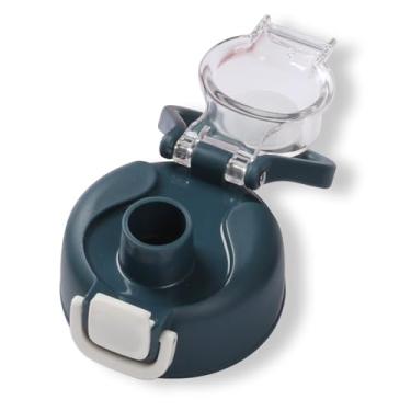 Imagem de chunmo Garrafas de água de vidro de 946 ml com 2 tampas - tampa de bico e tampa de palha, garrafa de água motivacional com marcador de tempo e manga de silicone, à prova de vazamento - azul escuro - 1