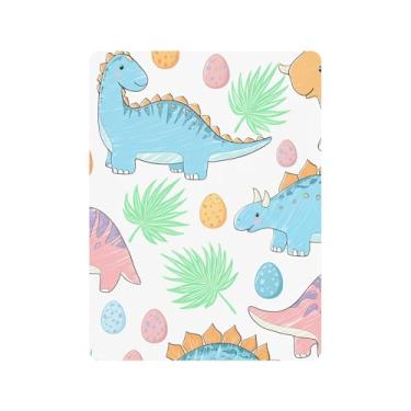 Imagem de xigua Lençóis de berço de algodão fofos dinossauros para meninas e meninos, lençol macio e respirável adequado para berço padrão e cama de criança pequena