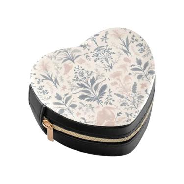 Imagem de Burbuja Caixa de joias com padrão mínimo em forma de coração, mini estojo de viagem para mulheres e meninas, organizador portátil de armazenamento para brincos, anéis, colares e pulseiras