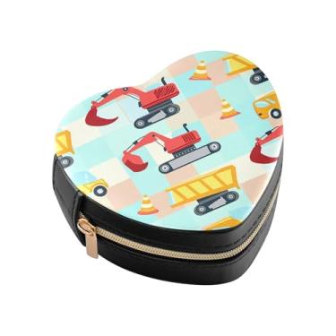 Imagem de Burbuja Mini caixa de joias em forma de coração de caminhões para mulheres e meninas, estojo portátil organizador de armazenamento para brincos, anéis, colares e pulseiras