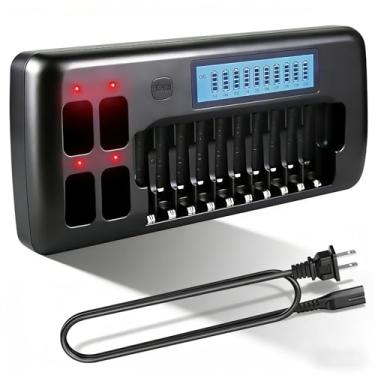 Imagem de Carregador de bateria universal LCD de 14 compartimentos para baterias recarregáveis de 1,2 V AA AAA 9V NIMH NICD