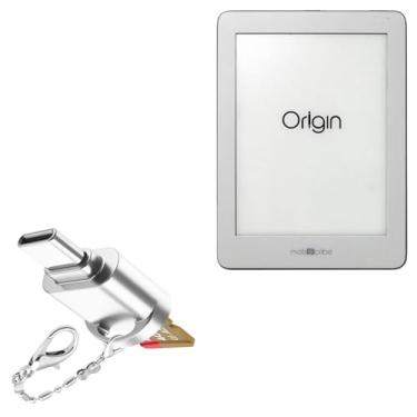 Imagem de BoxWave Adaptador compatível com Mobiscribe Origin E-Ink Notebook (6,8 polegadas) – minileitor de cartão micro SD, leitor USB tipo-C OTG chaveiro adaptador USB 3.0 – prata metálico
