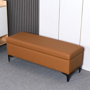 Imagem de Banco moderno para cama de quarto com almofada, banco de armazenamento de sala de estar, banco de entrada de hall de entrada com armazenamento, banco para entrada da porta da frente, banco de sapatos