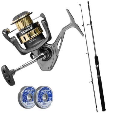 Imagem de Kit Pesca Molinete Marine Versus 6000 Drag 9kg Com Vara 40lbs e Linhas