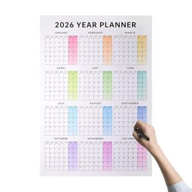 Imagem de Calendário de parede anual 2026 | Agenda grande de 12 meses | Calendário semanal mensal, para dormitório escolar, quarto, sala de aula, escritório, estúdio, oficina, sala de estar, estudantes