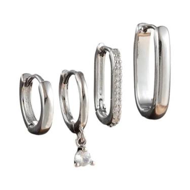 Imagem de Conjunto De Brincos De Argola Em Aço Inoxidável Banhado a Ouro 18K Par