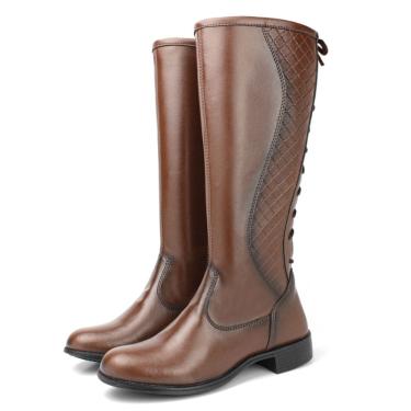 Imagem de Bota Feminina Cano Alto Zíper Lateral Bota Montaria Country