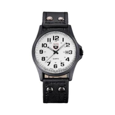 Imagem de Relógio De Pulso Masculino Com Pulseira De Couro, Relógio De Quartzo C