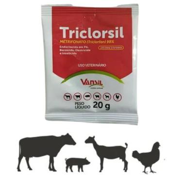 Imagem de Triclorsil Antiparasitário Em Pó Triclorfon Sachê 20g Vansil