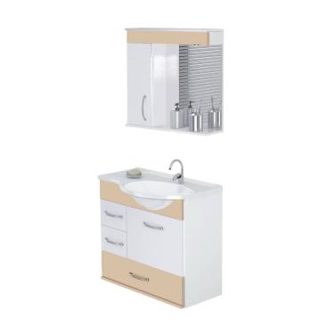 Imagem de Armário Para Banheiro Viena 5700 Suspenso 59,5cm 2 Gavetas + Gavetão Rorato - Aya