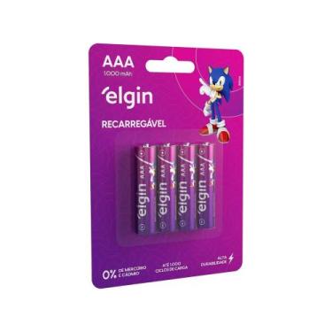Imagem de Pilha Recarregável AAA ELE000000082171 - Elgin 1,2V 1000mAh - 4 Unidad