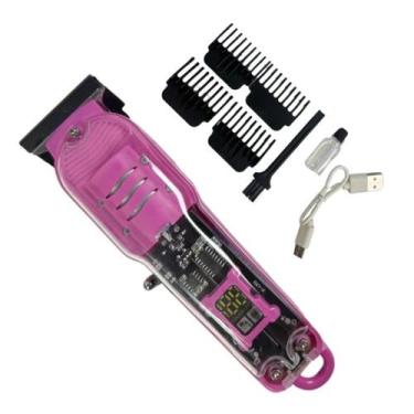 Imagem de Maquina de Cortar Cabelo LCD Display 4 Pentes Profissional Rosa - Dexi