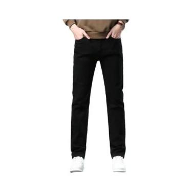 Imagem de Calças Jeans Masculinas De Algodão Stretch Confortáveis, Corte Reto, C