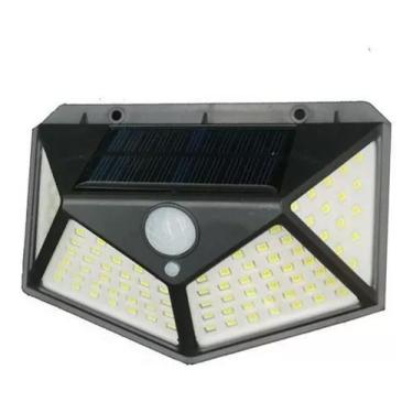 Imagem de Luminária Solar Parede 100 Led Sensor Presença 3 Funções Cor Preto - W