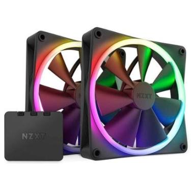 Imagem de Kit Com 2 Ventoinhas NZXT, 140mm, RGB, Com Controlador, Preto - RF-R14DF-B1-Unissex