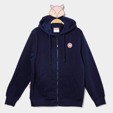 Imagem de Moletom Com Zíper Infantil Mooncity Capitão América Menino, Marinho, 1