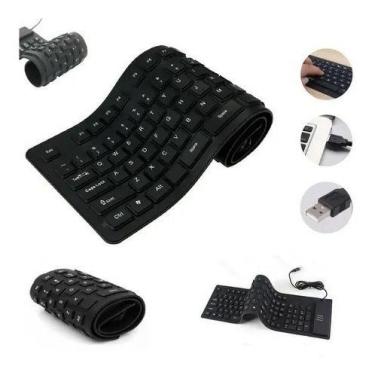 Imagem de Teclado Flexível De Silicone Usb Dobrável Notebook Pc Tablet - Keyboar