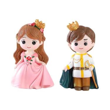 Imagem de Decorações De Bolo De Princesa E Príncipe Em Estilo Cartoon Para Anive