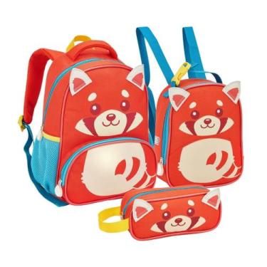 Imagem de Kit Mochila Infantil Creche Menina Menino Animais Com Lancheira Térmic